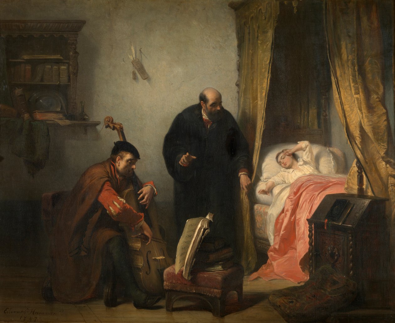 The Awakening of Michel Montaigne (olje på panel) av Edouard Jean Conrad Hamman