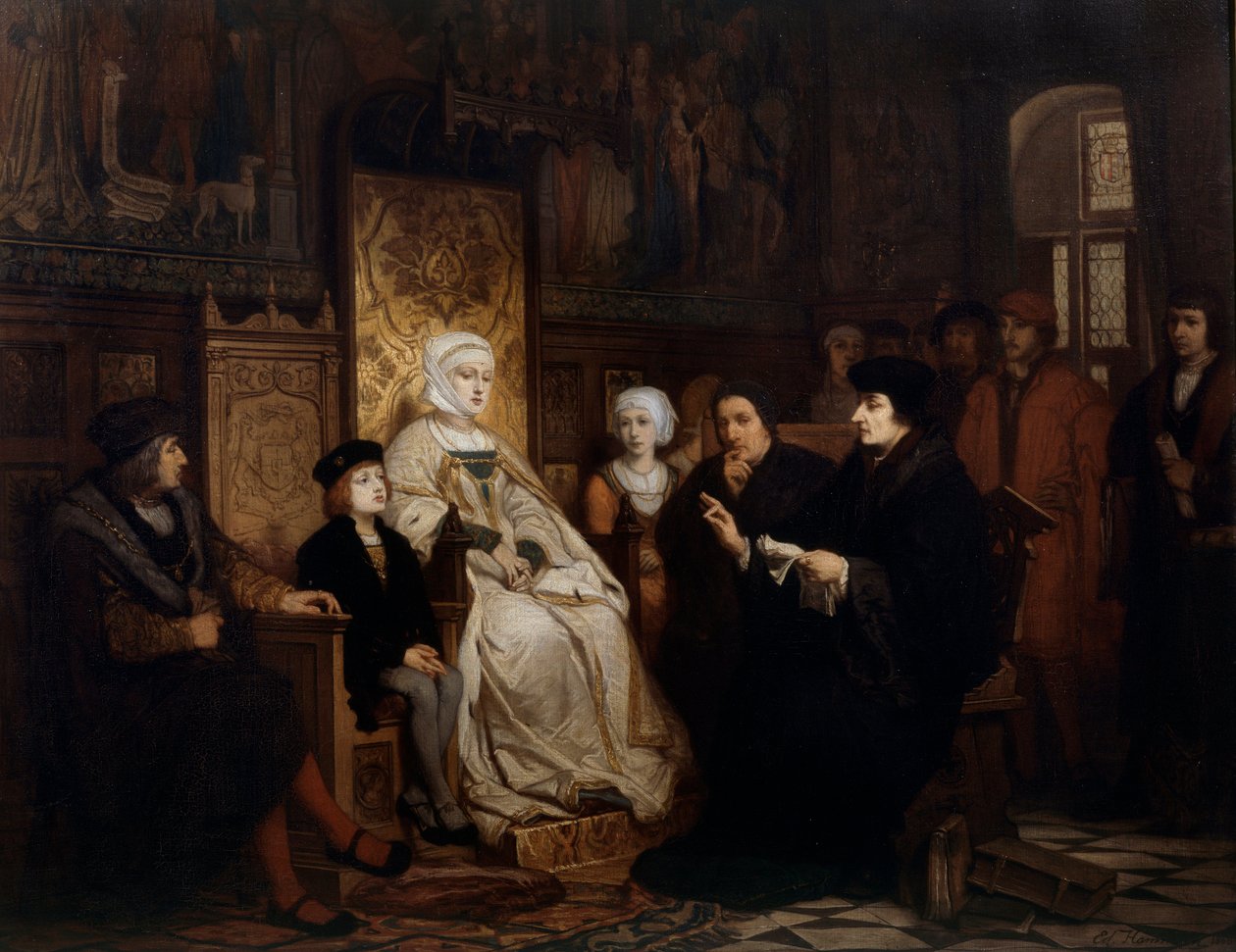 Barndommen til Charles V, en lesning av Erasmus i Brussel i 1511 Erasmus av Rotterdam (Desiderius Erasmus Roterdamus av Edouard Jean Conrad Hamman