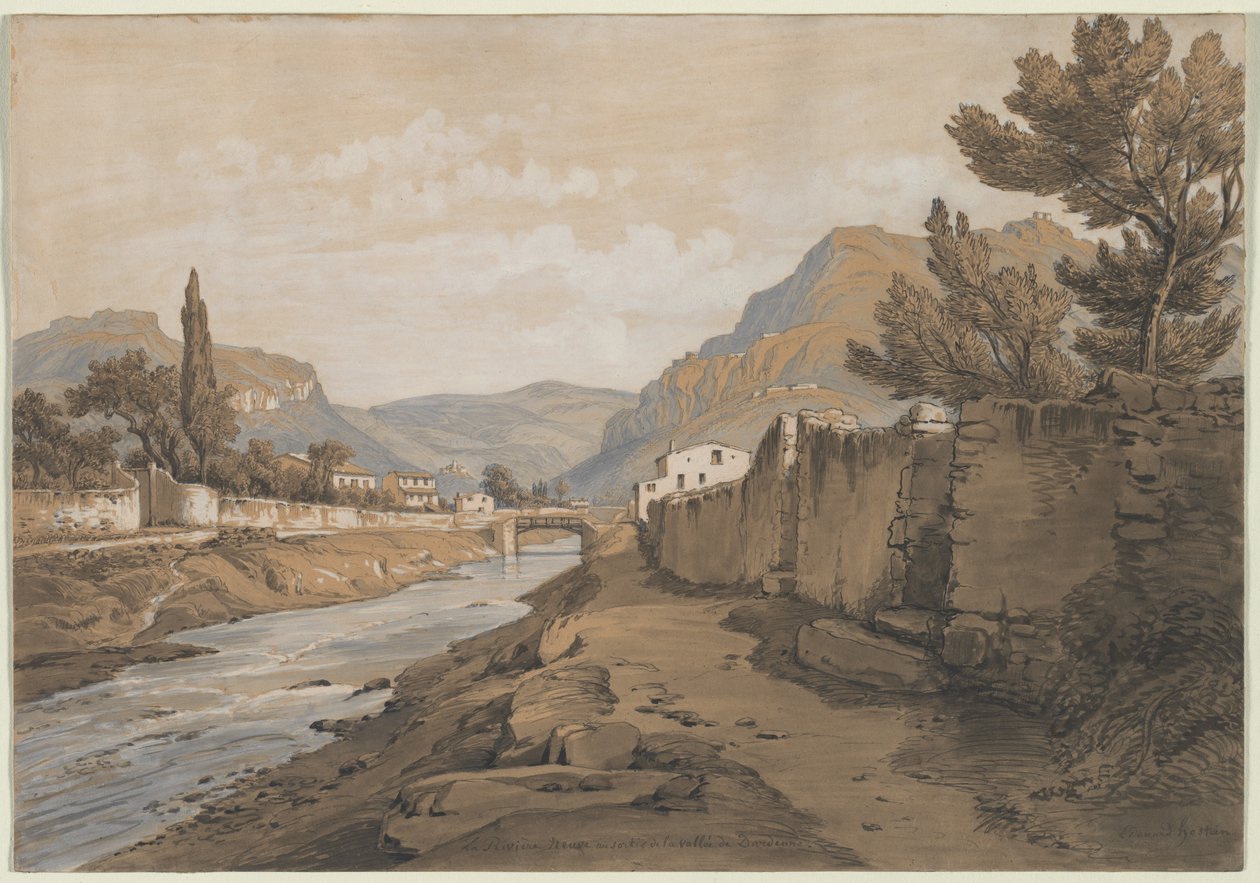 Neuve-elven ved slutten av Dardenne-dalen, 1800-tallet. av Edouard Jean Marie Hostein