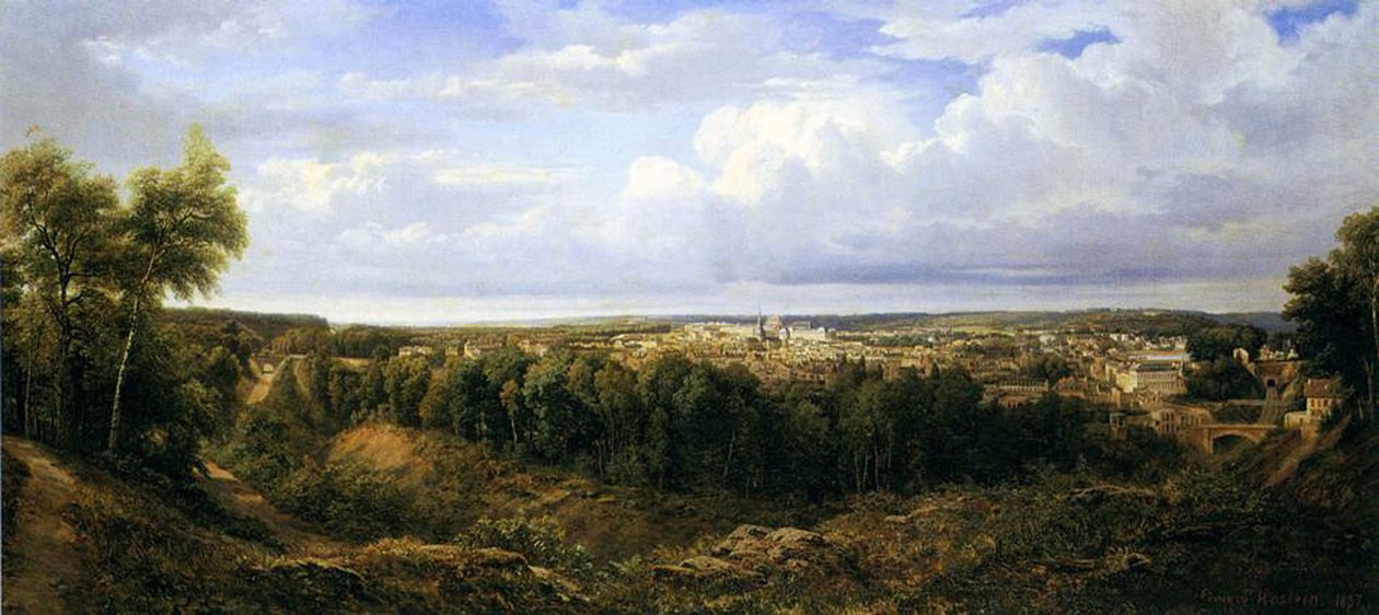 Utsikt over byen Leon, Spania, 1857 av Edouard Jean Marie Hostein