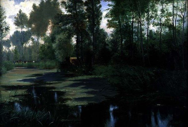 Landskap med en dam av Edouard Louis Boudier