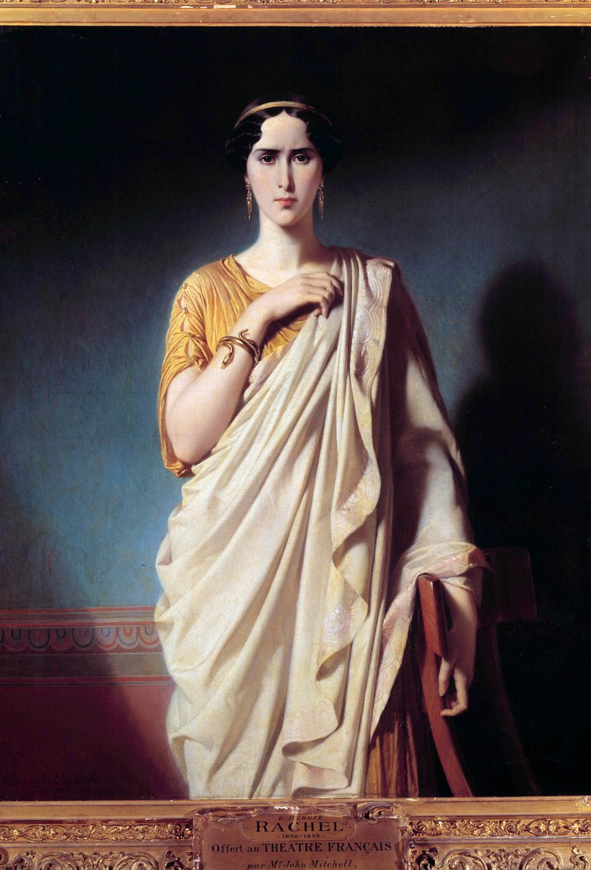 Portrett av Elisabeth Felix kalt Mademoiselle Rachel (1821-1858) skuespillerinne Maleri av Edouard Louis Dubufe (1820-1883) av Edouard Louis Dubufe