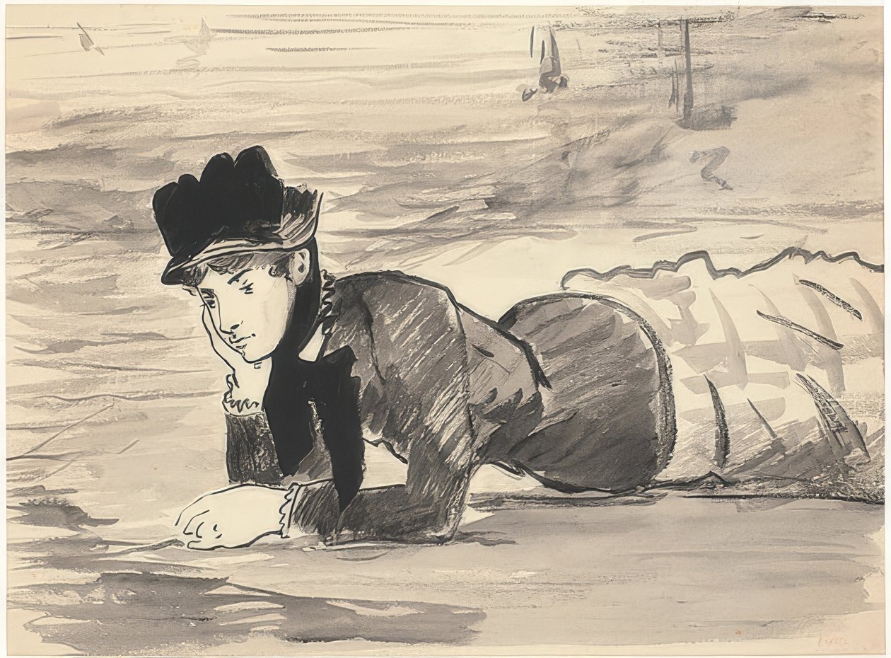 Annabel Lee på stranden. Rundt 1881 av Édouard Manet