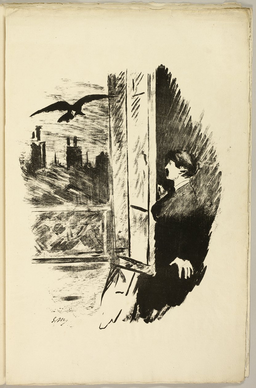 Ved vinduet ("Åpne her jeg slengte lukkeren ..."), fra The Raven (Le Corbeau) av Édouard Manet