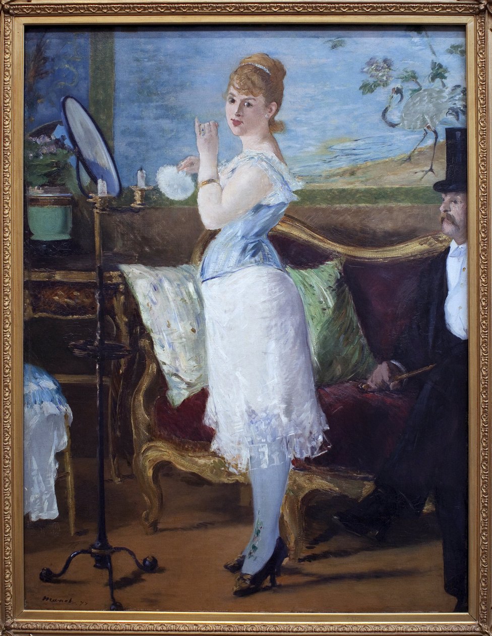 Babe. (Portrett av skuespillerinnen Henriette Hauser, kjent som Citron, i rollen som Nana, prostituert karakter i romaner av Emile Zola (1840-1902). Maleri av Edouard Manet (1832-1883), olje på lerret av Édouard Manet