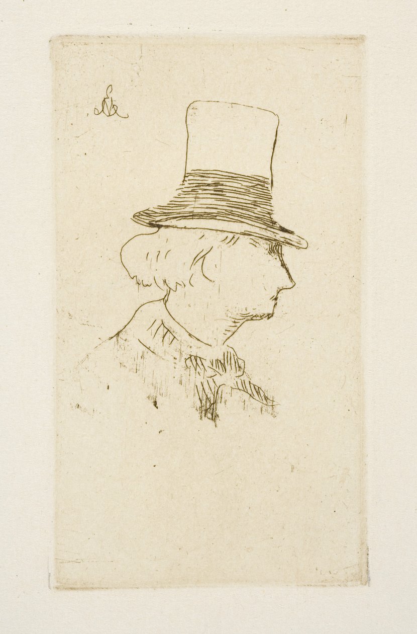 Baudelaire i profil med hatt, 1862 av Édouard Manet