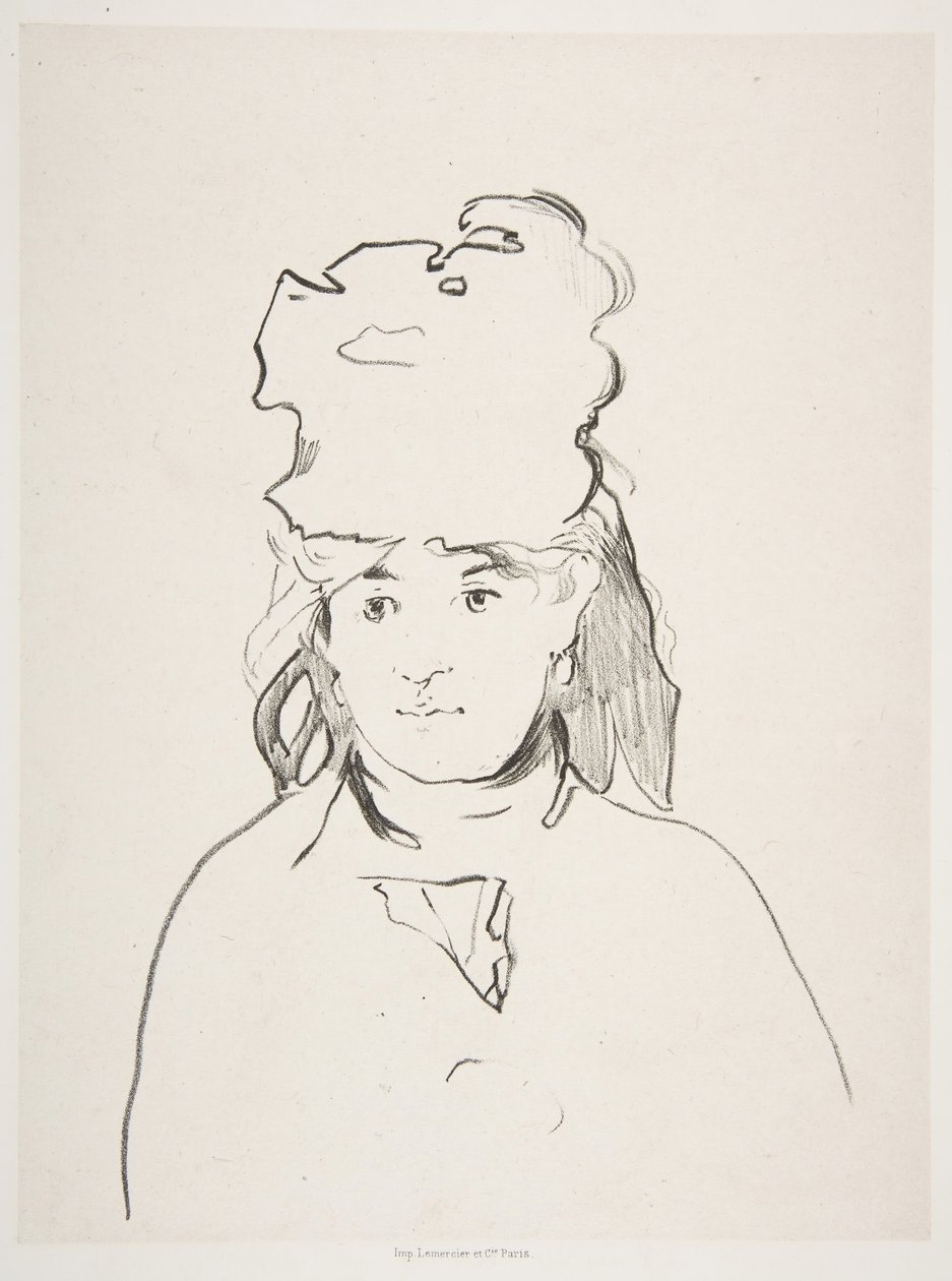 Berthe Morisot i silhuett, 1872-74, publisert 1884. av Édouard Manet