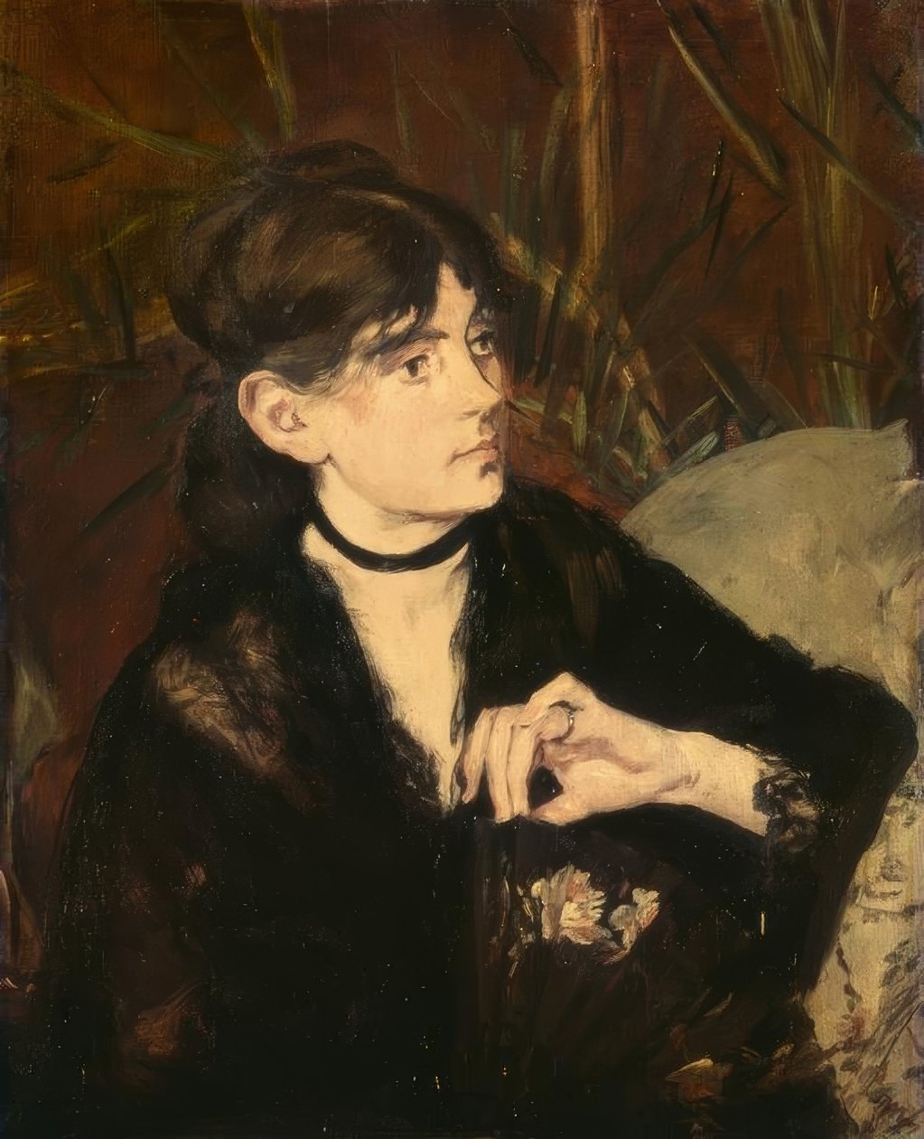Berthe Morisot holder en vifte av Édouard Manet