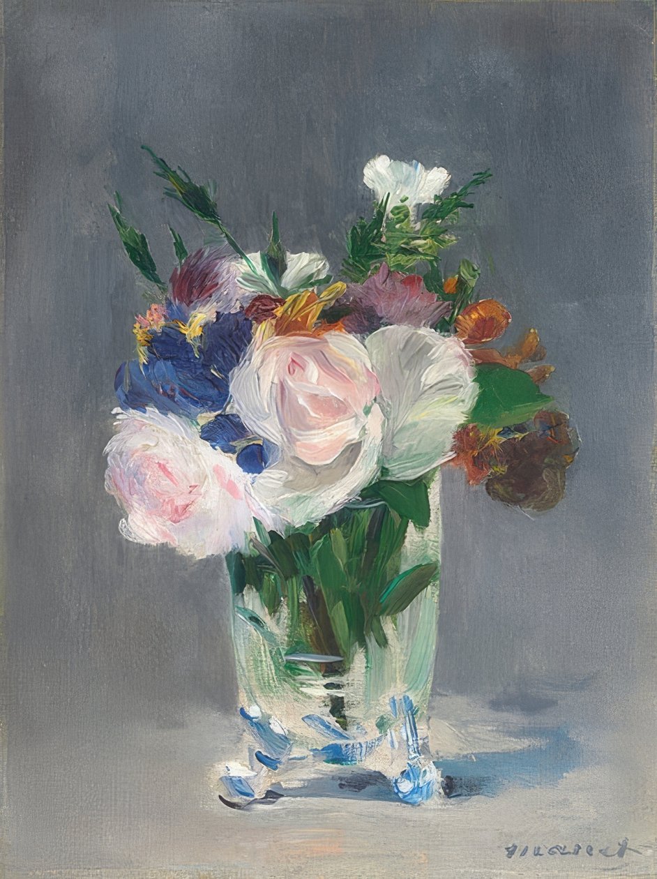 Blomster i en krystallvase. Rundt 1882 av Édouard Manet