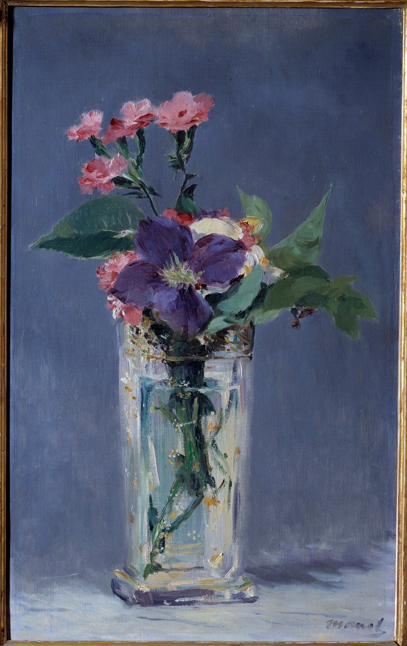 Nelliker og klematitter i en krystallvase Maleri av Edouard Manet (1832-1883) 1882 Dim. 0,56x0,35 m Paris, musee d