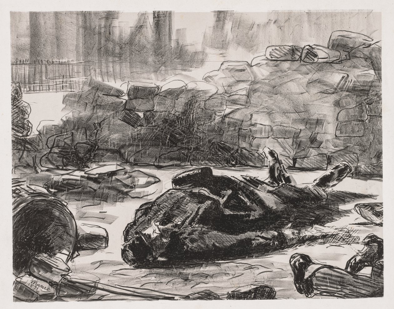 Borgerkrigsscene i Paris kommune, 1871. av Édouard Manet