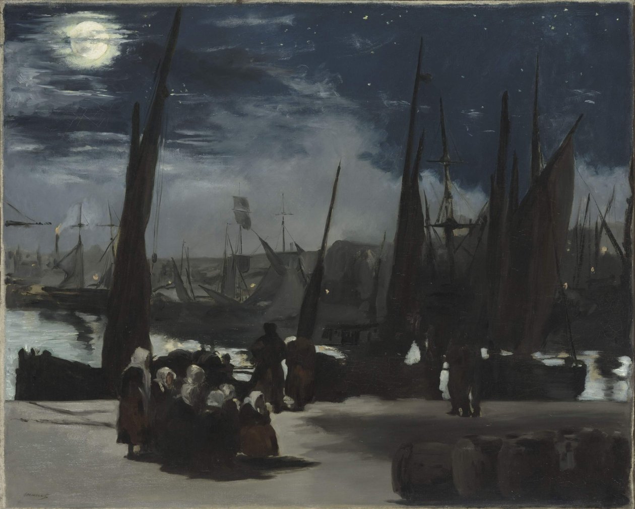 Måneskinn ved havnen i Boulogne Måneskinn ved havnen i Boulogne, 1869. av Édouard Manet