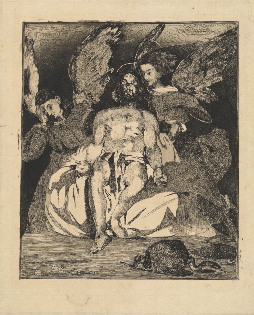Død Kristus med engler (Christ aux anges) av Édouard Manet