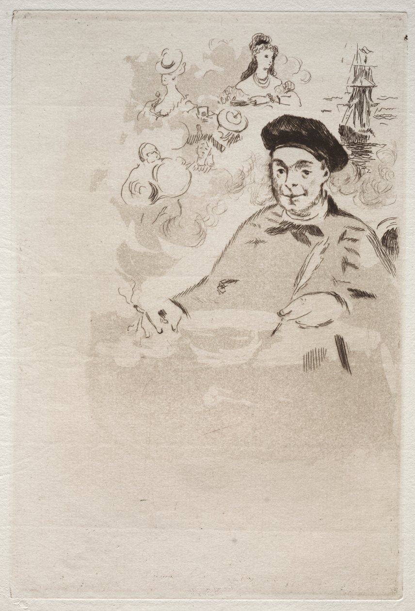 Frontispiece for an edition of Les Ballades by Theodore de Banville   1269310   no       norwegian Successfully Translated  Original: Westward Hoe!, after a drawing by David James Translat: Westward Hoe!, after a drawing by David James 1406591 no norwegian av Édouard Manet