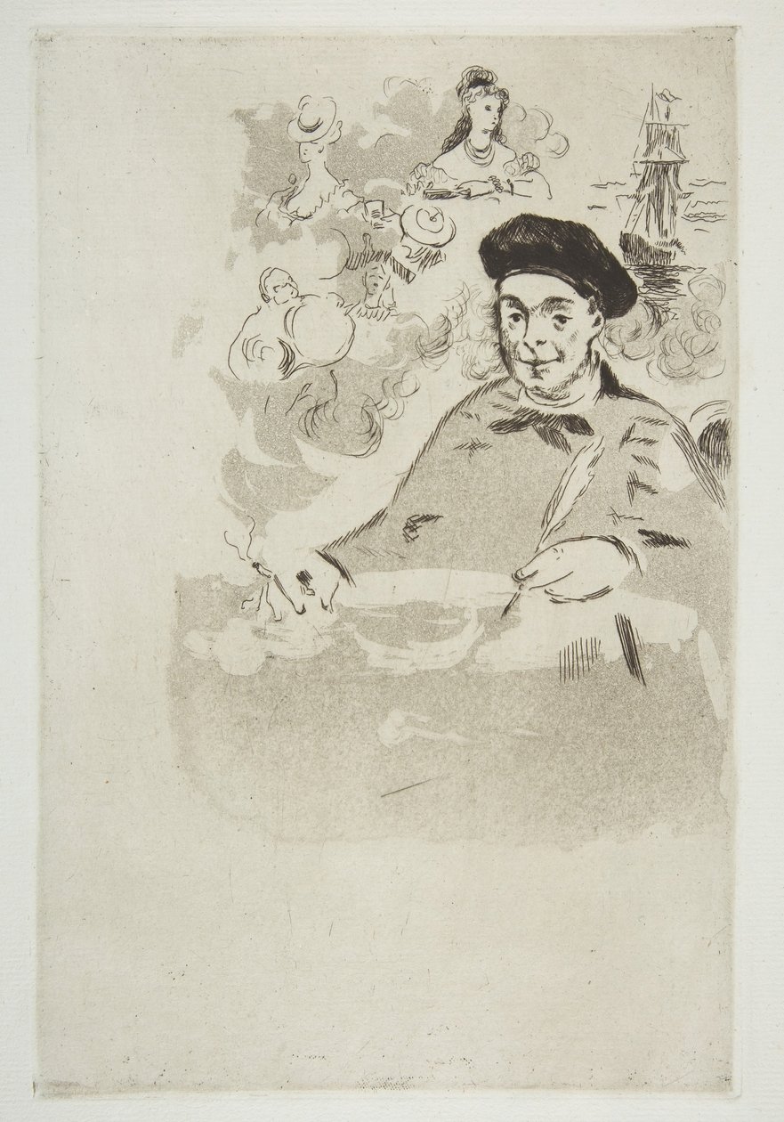 Frontispice for en utgave av Les Ballades av Théodore de Banville, 1874. av Édouard Manet