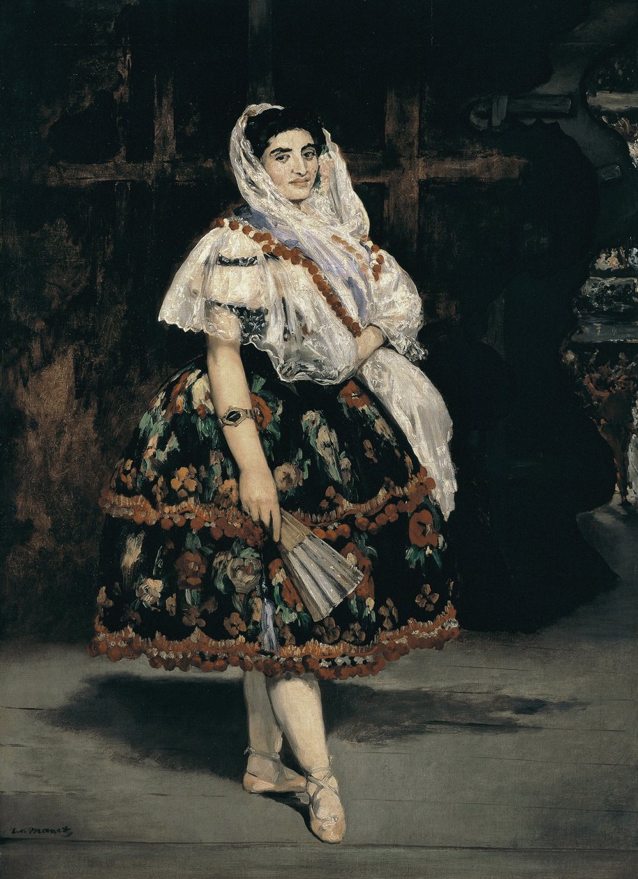 Full-lengde portrett av Lola de Valencia - olje på lerret av Édouard Manet
