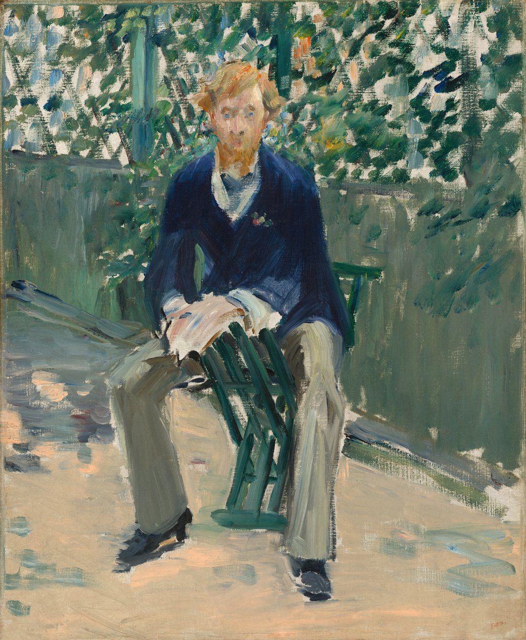 George Moore i kunstnerens hage, ca. 1879. av Édouard Manet