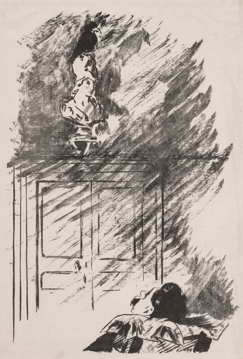 Illustrasjon for The Raven av Edgar Allan Poe. av Édouard Manet
