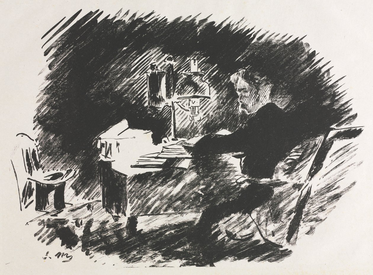 Illustrasjon for The Raven av Edgar Allan Poe. av Édouard Manet