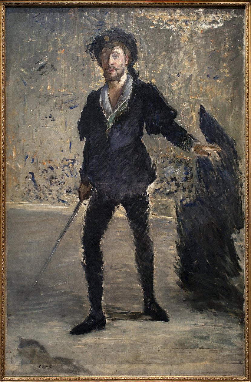 Jean Baptiste Faure (1830-1914) i operaen Hamlet av Ambroise Thomas (1811-1896). Maleri av Edouard Manet (1832-1883), Olje på lerret av Édouard Manet