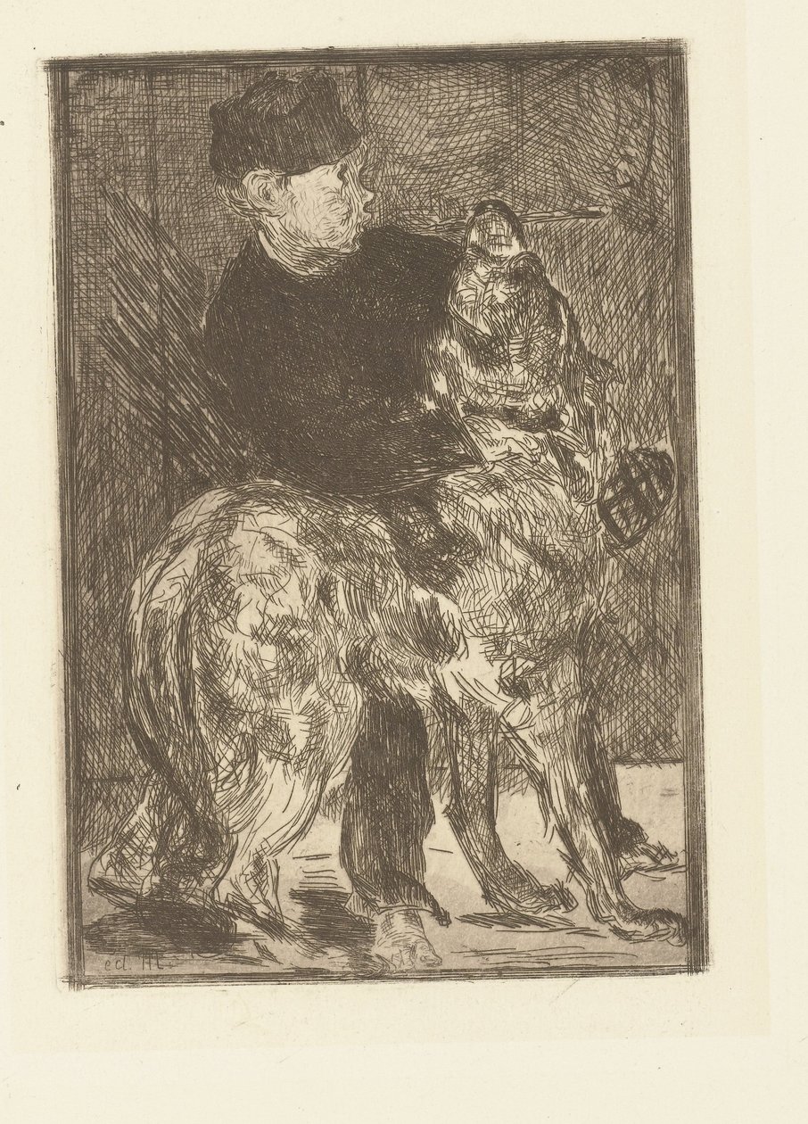 Jongen speelt met hond Gutten og hunden av Édouard Manet
