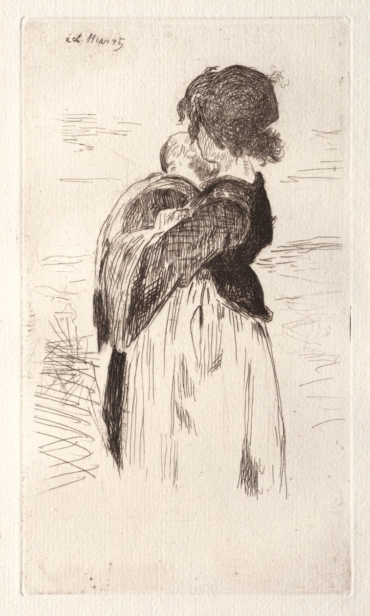 Den lille jenta holder en baby av Édouard Manet