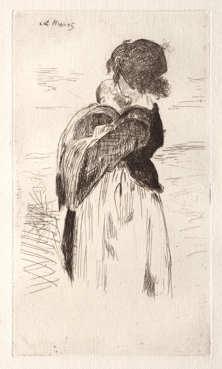 Den lille jenta holder en baby. av Édouard Manet