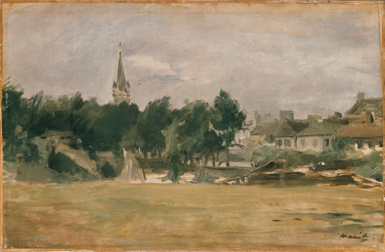 Landskap med en landsbykirke, tidlig på 1870-tallet av Édouard Manet