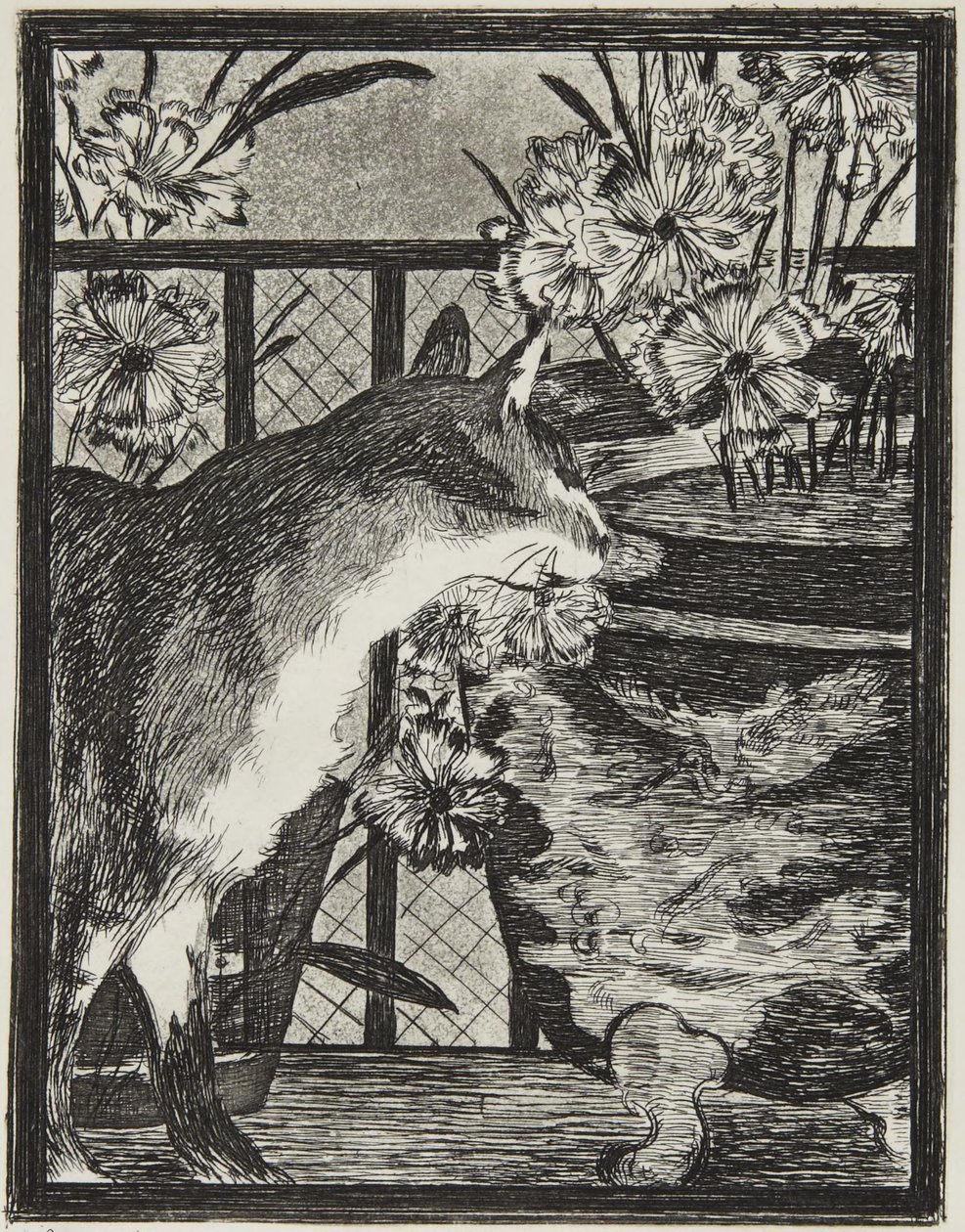 Katten og blomstene av Édouard Manet