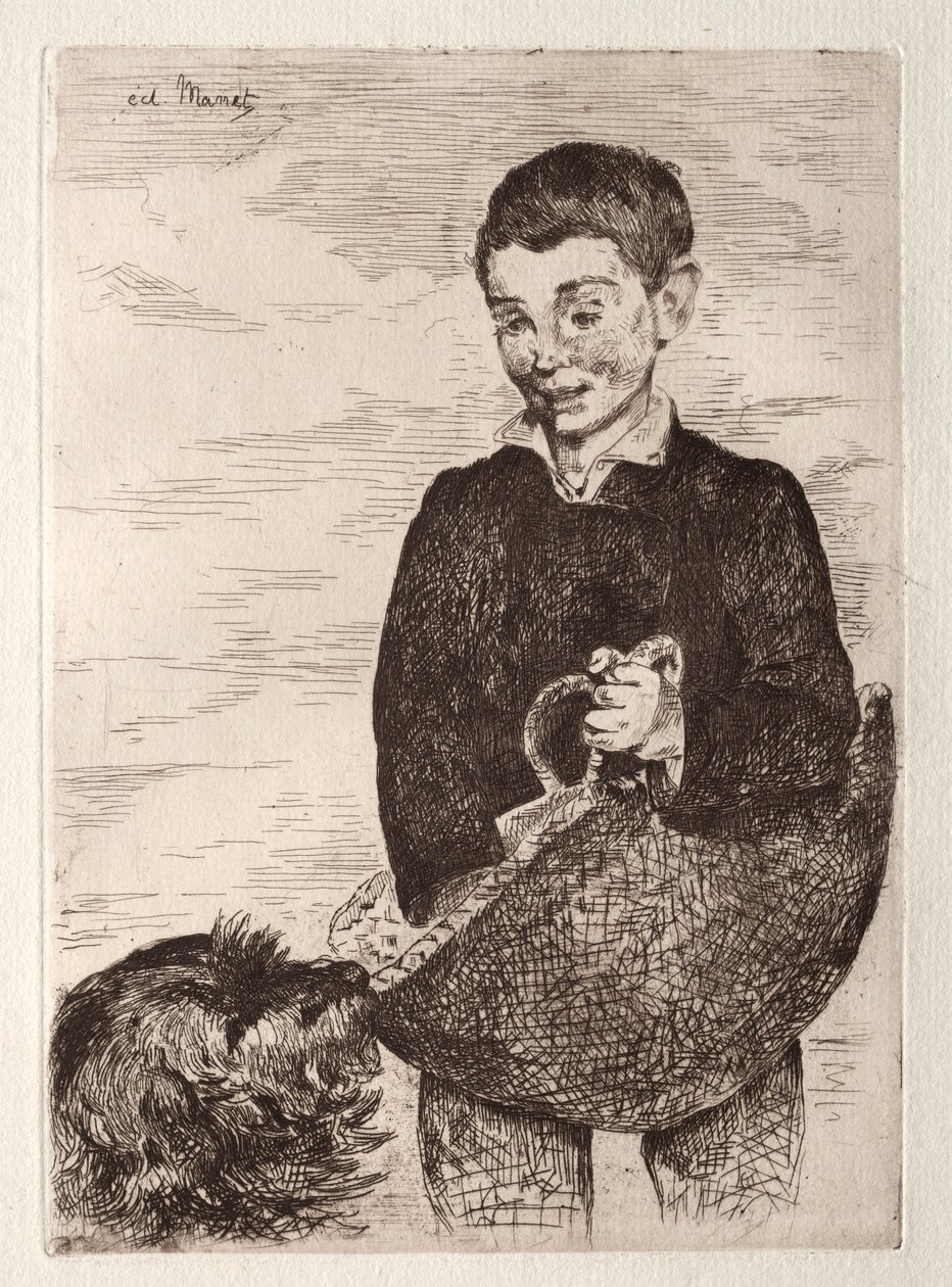 Ungen med hunden, med handleposen. av Édouard Manet