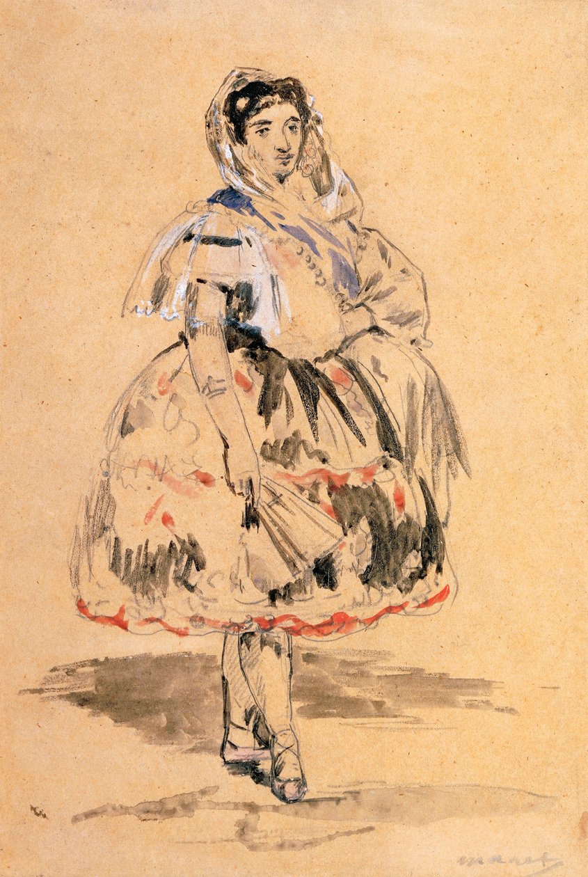 Lola av Valencia (tegning av bly, akvarell) av Édouard Manet