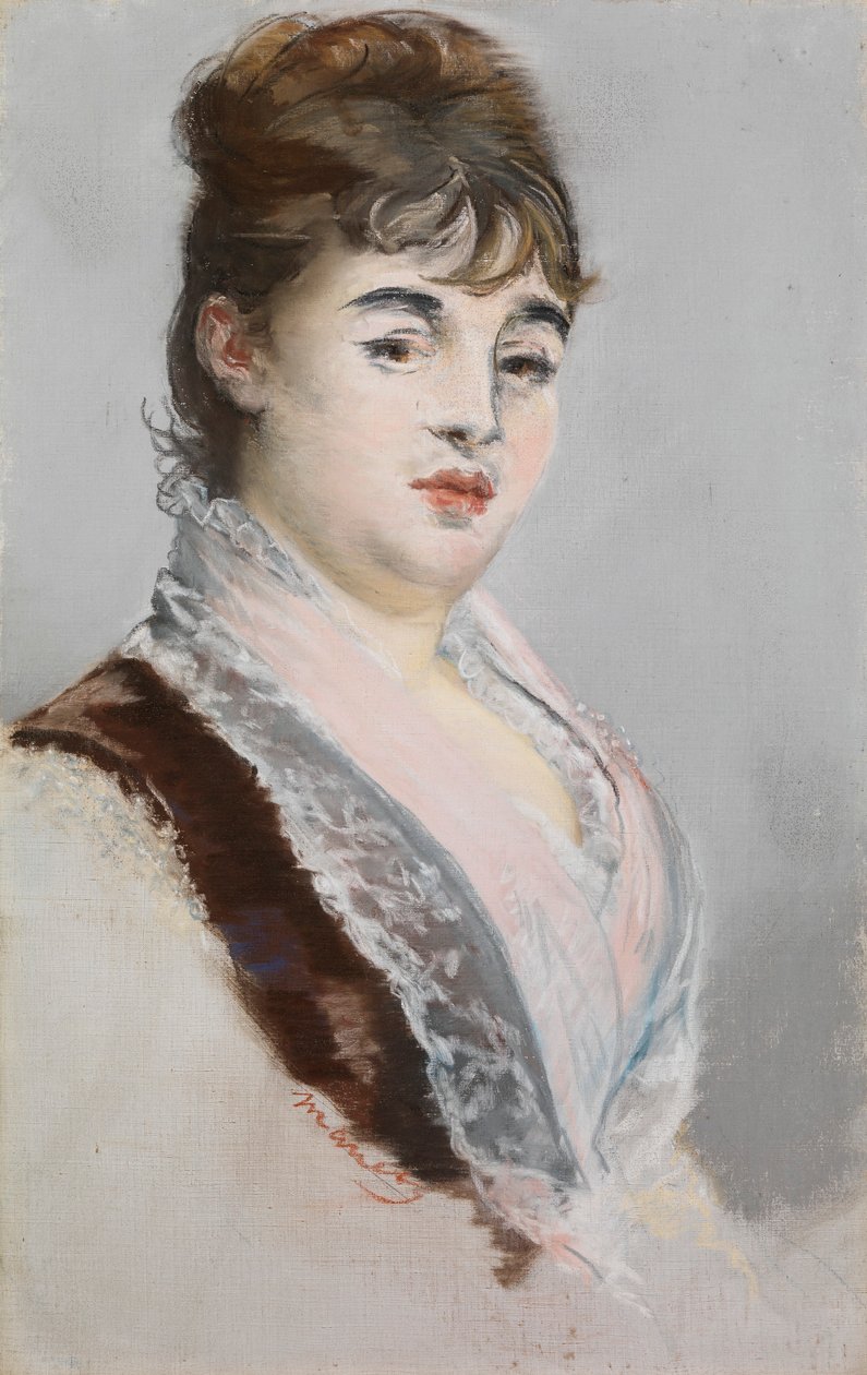 Marie Colombier, ca. 1880 (pastell på grunnet linlerret) av Édouard Manet