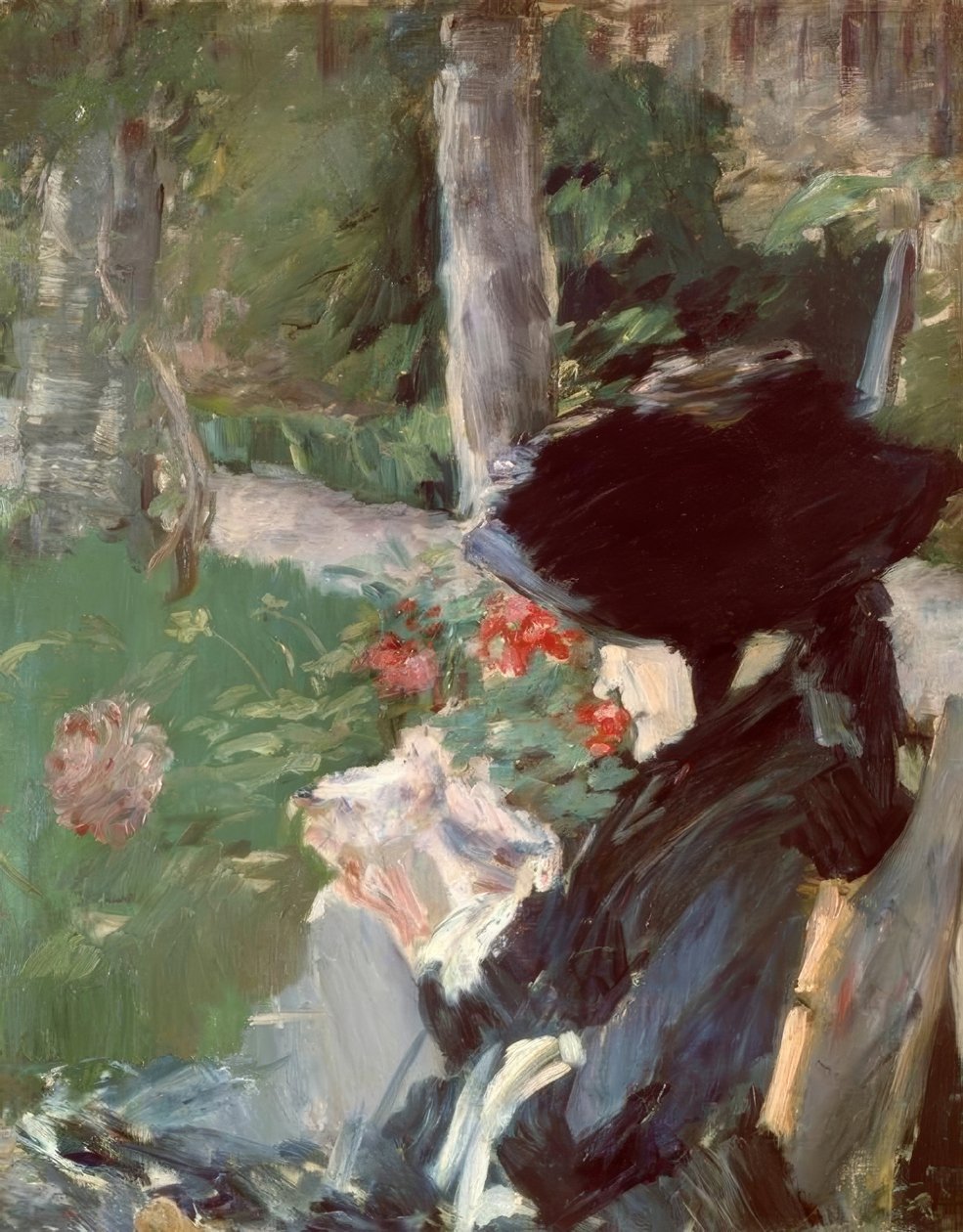 Mme Manet mor i Bellevue-hagen av Édouard Manet