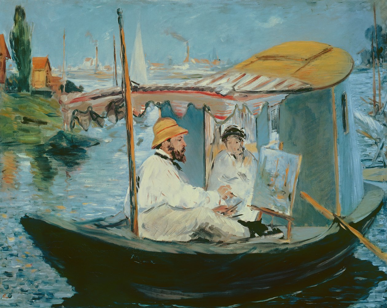 Monet i sitt flytende studio av Édouard Manet