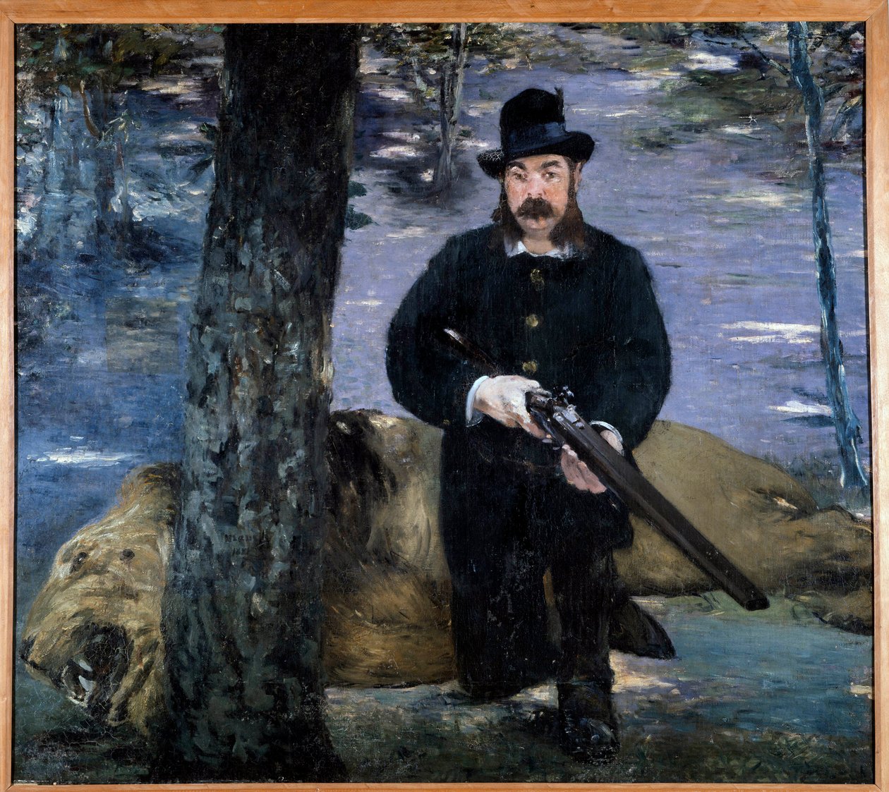 Monsieur Pertuiset En jeger poserer nær en løve sin jakttrofee. Maleri av Edouard Manet (1832-1883) 1881 av Édouard Manet
