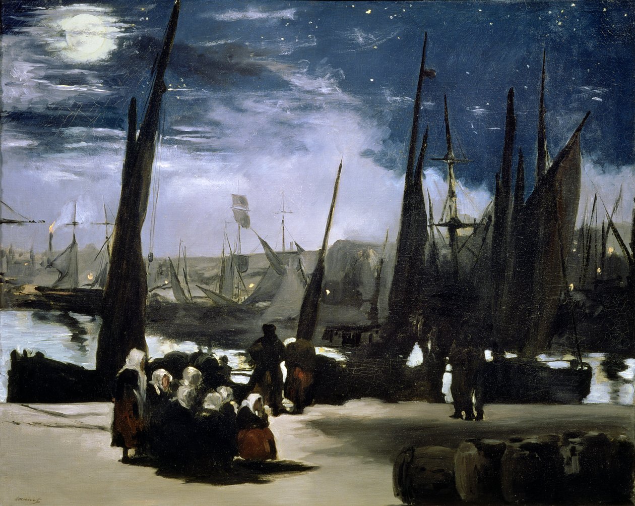 Måneskinn på Boulogne havn, 1868 av Édouard Manet