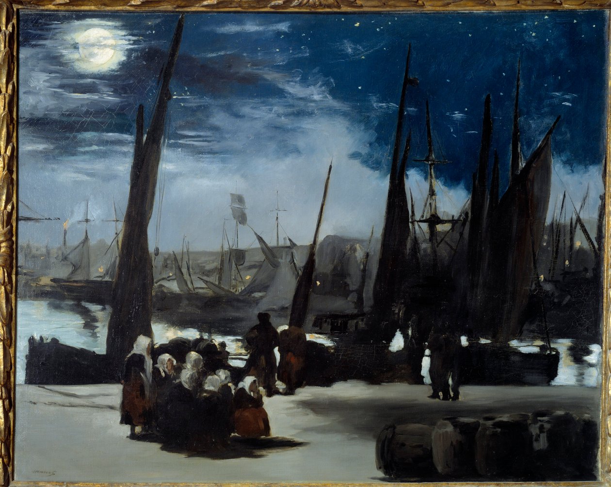 Måneskinn på havnen i Boulogne Maleri av Edouard Manet (1832-1883) 1869 Søn. 0,82x1,01 m Paris, musee d