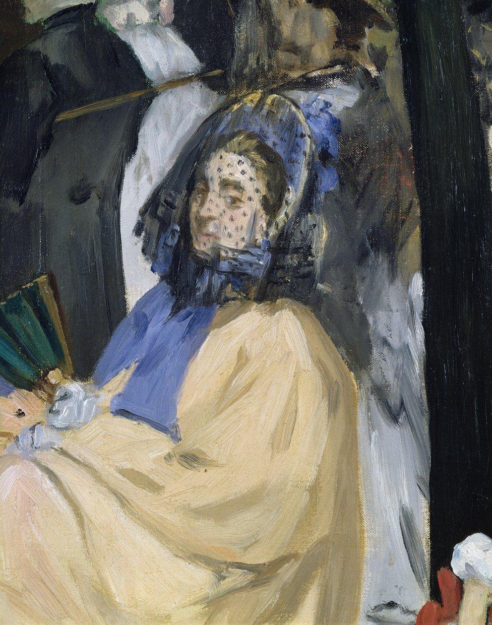 Music in the Tuileries Gardens, detalj av en tilslørt kvinne, 1862 olje på lerret detalj av 3351 av Édouard Manet