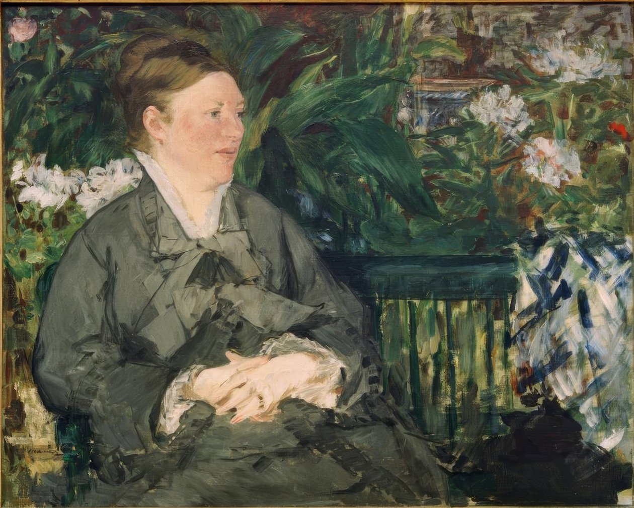 Portrett av Madame Manet i drivhuset av Édouard Manet