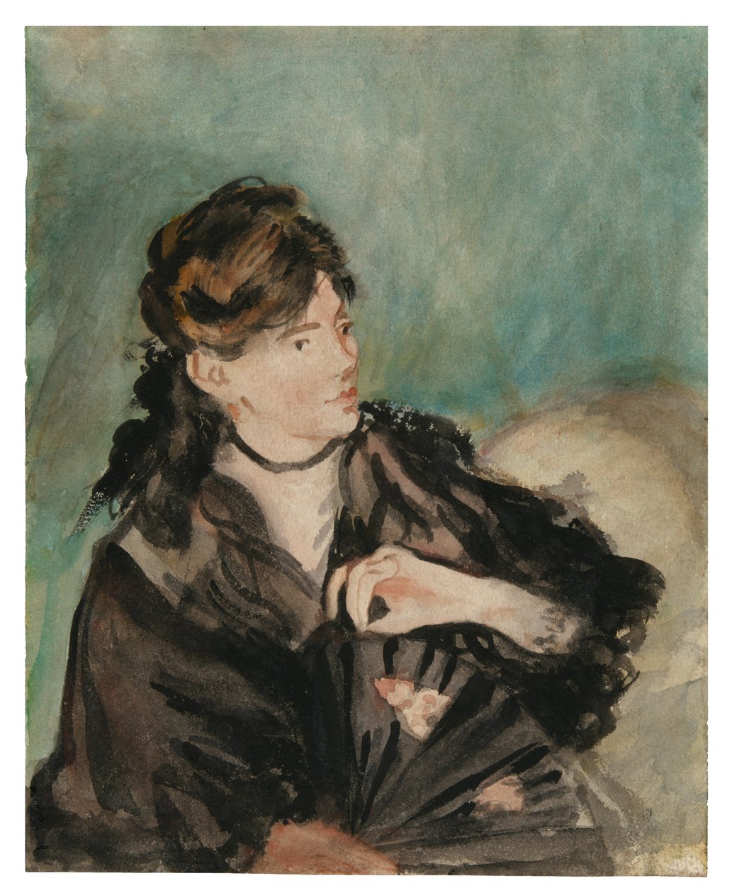 Portrett av Berthe Morisot med vifte av Édouard Manet