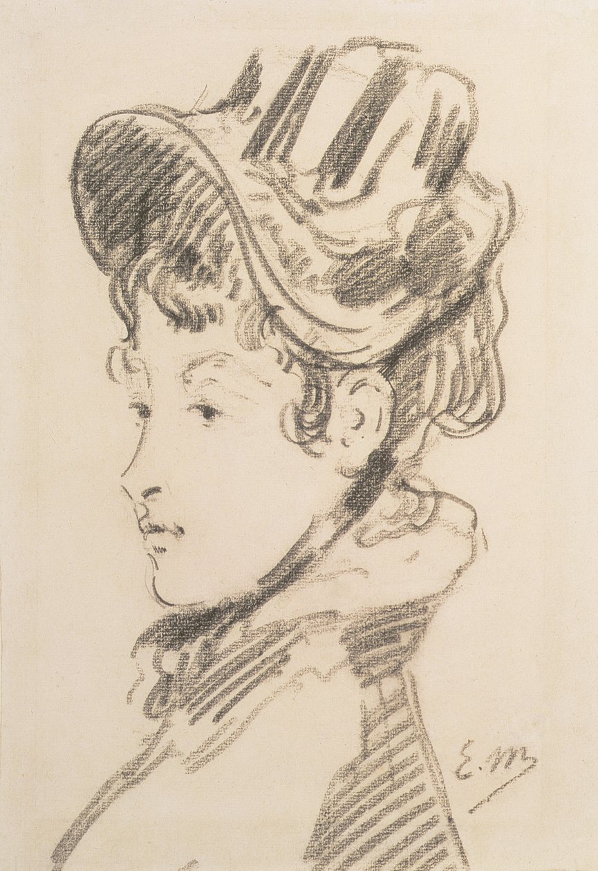 Portrett av Madame Jules Guillemet, ca. 1880 (svart kritt) av Édouard Manet