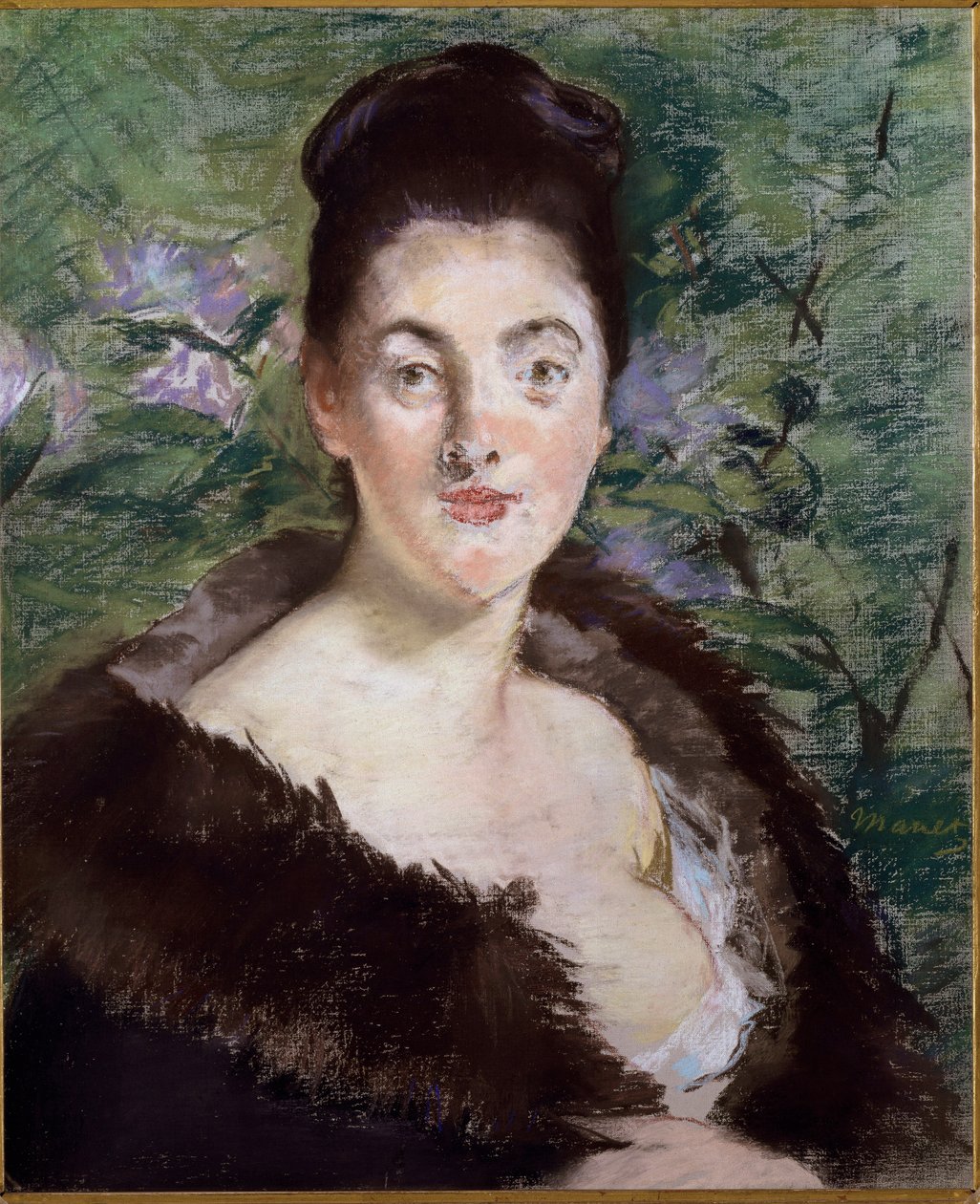 Portrett av ukjent eller kvinnen i pels (olje på lerret av Édouard Manet