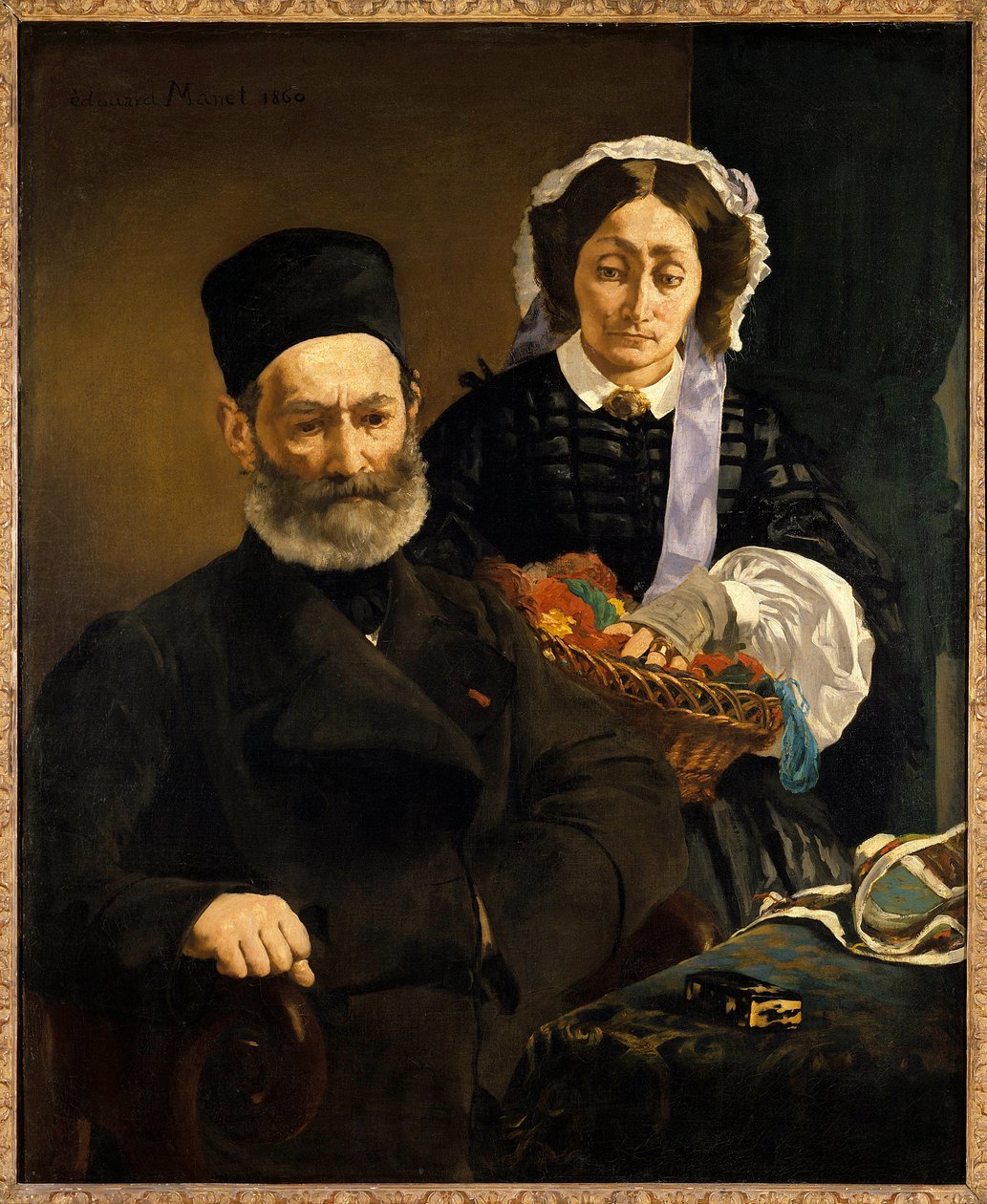 Portretter av Monsieur og Madame Auguste Manet, foreldre til kunstneren Maleri av Edouard Manet (1832-1883) 1860 Søn. 1,1x0,9 m Paris, musee d