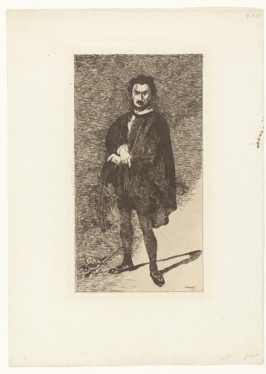 Portrett av skuespilleren Philibert Rouvière i rollen som Hamlet Rouvière som Hamlet Den tragiske skuespilleren av Édouard Manet