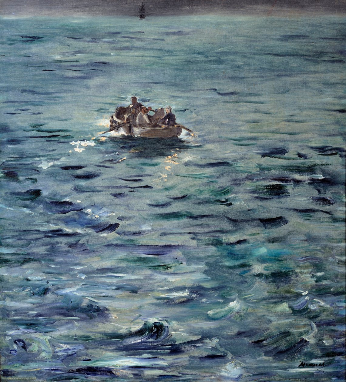 Rocheforts flukt. Henri de Rochefort Fransk forfatter (1831-1913) deportert til Ducos-halvøya i Ny-Caledonia rømte i mars 1874 med Grousset et et Pain. Maleri av Edouard Manet (1832-1883) av Édouard Manet