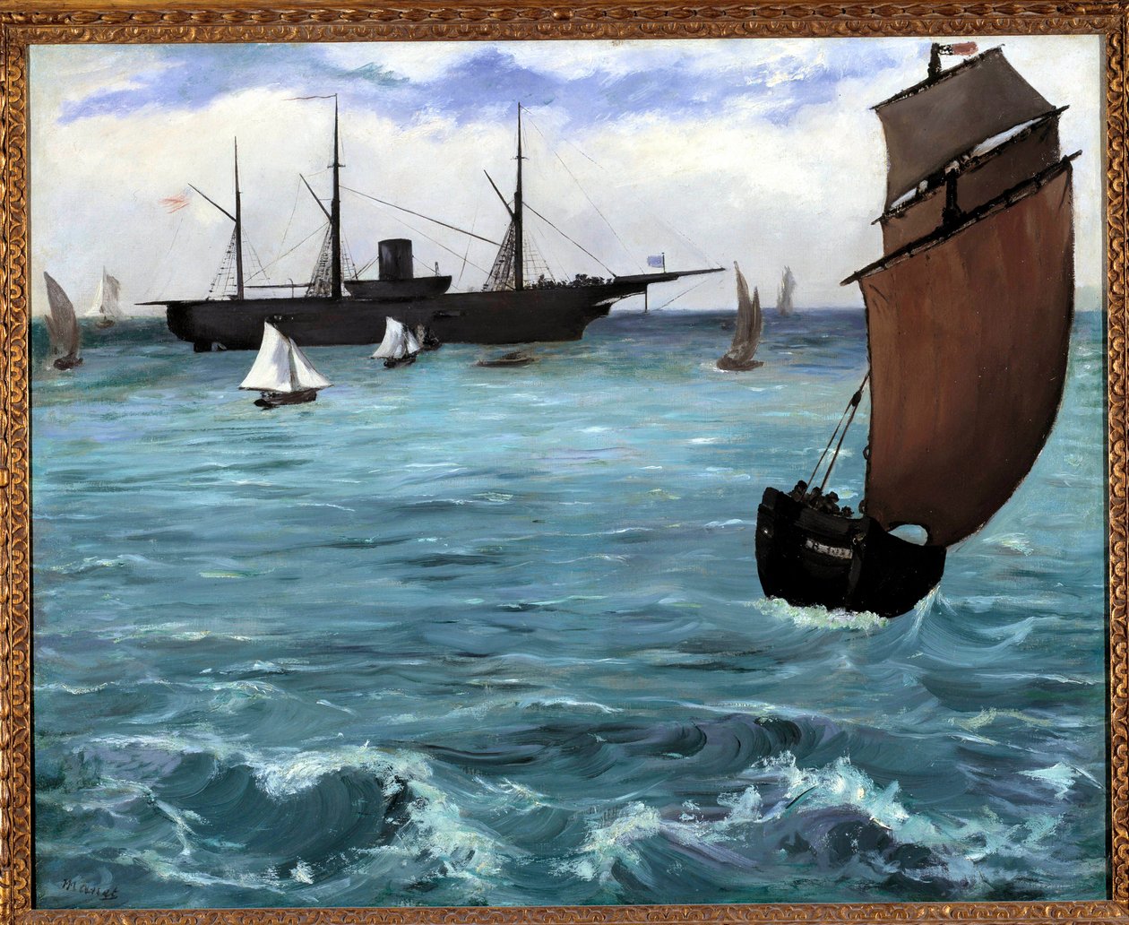 Det amerikanske skipet Kearsarge har Boulogne sur mer maleri av Edouard Manet (1832-1883) 1864. Privat samling av Édouard Manet