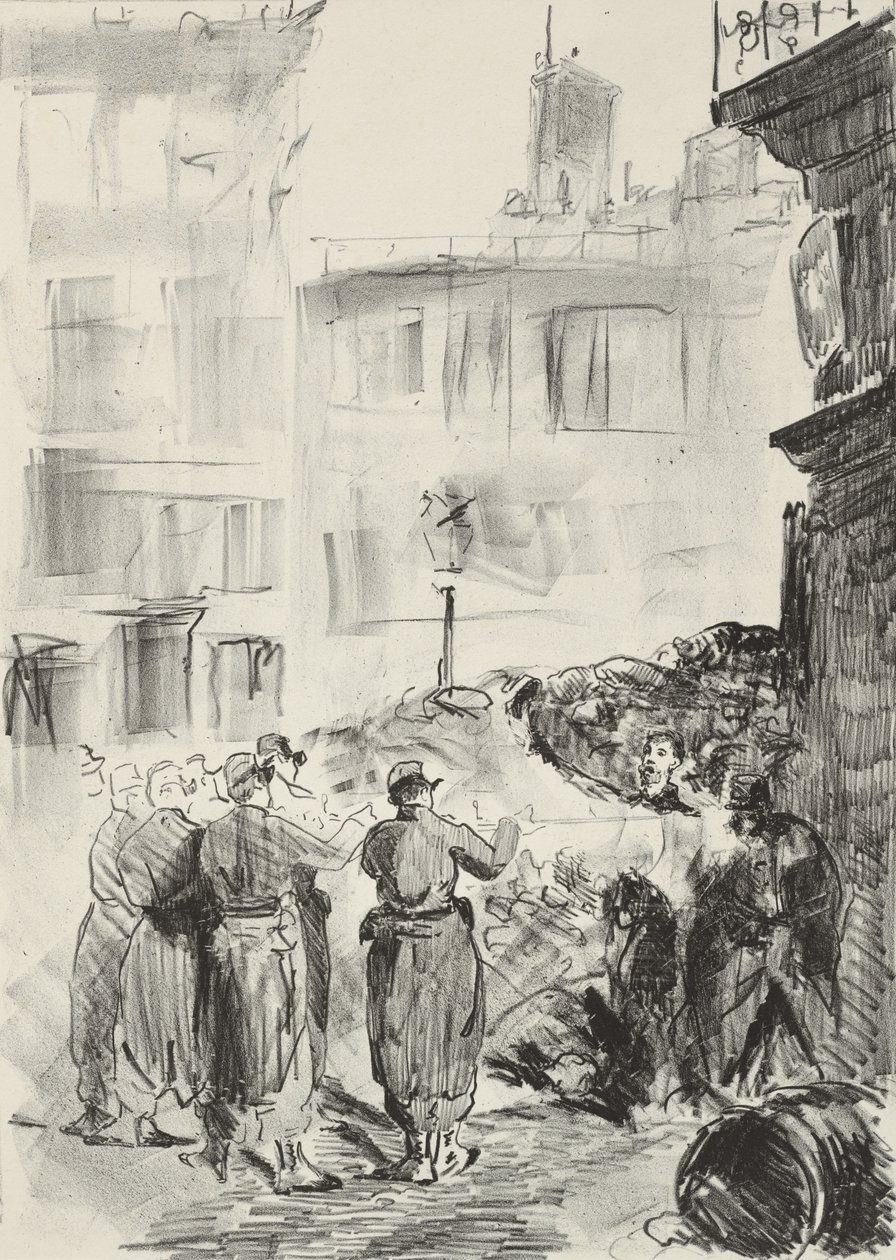 The Barricade, 1871, trykt 1884 av Édouard Manet