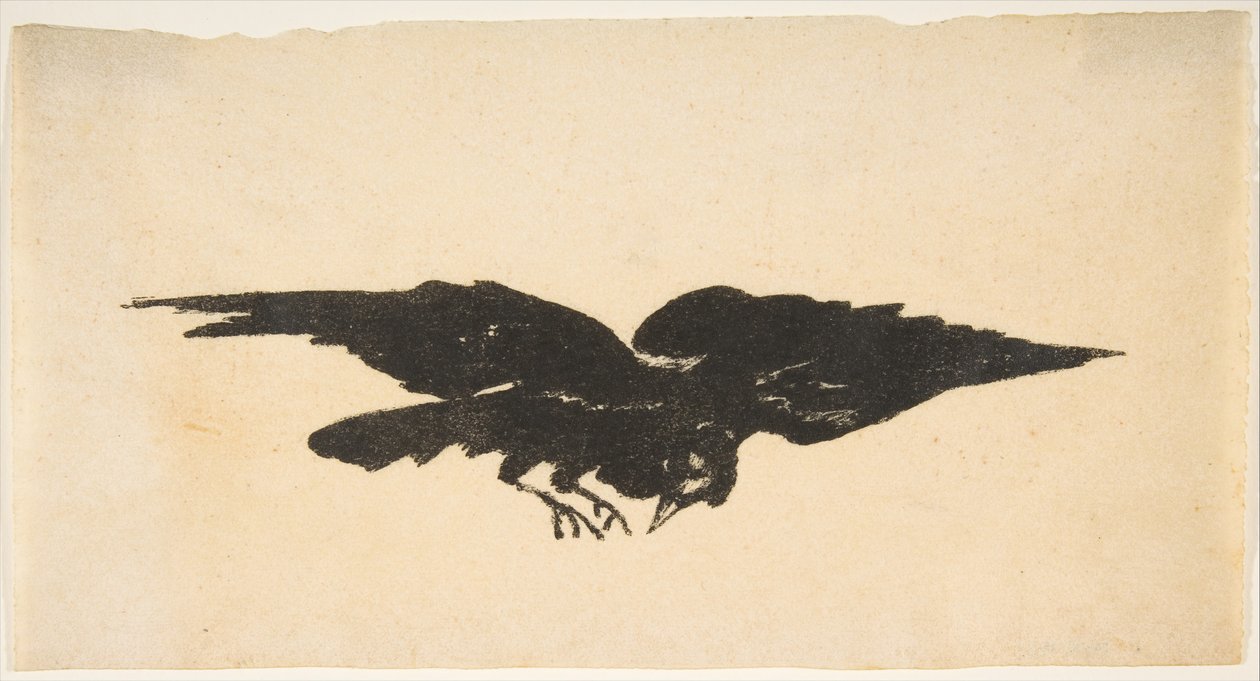 The Flying Raven, Ex Libris for The Raven av Edgar Allan Poe, 1875. av Édouard Manet