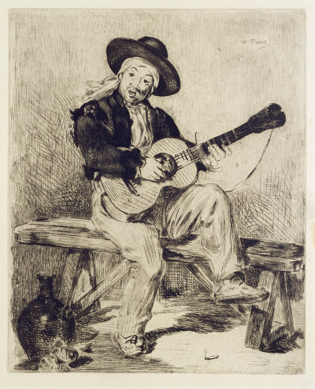 Gitaristen (etsing) av Édouard Manet