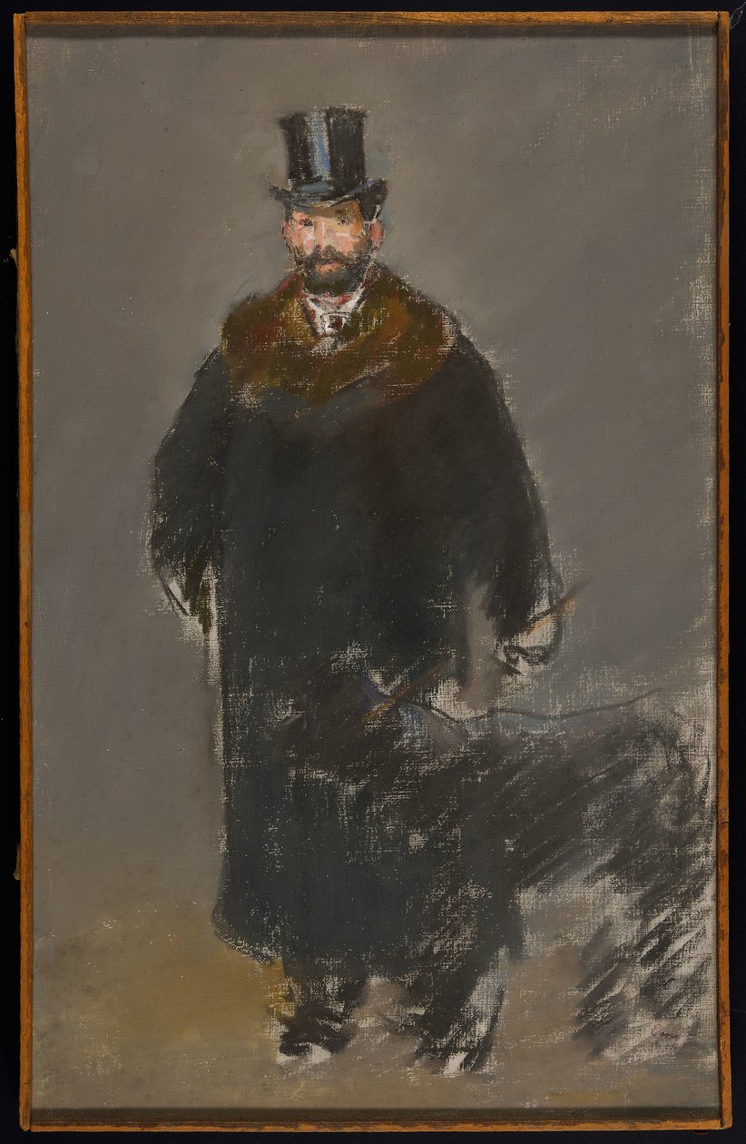 The Man with the Dog, ca. 1882 (pastell på lerret, tilberedt med grå gouacheslipt) av Édouard Manet